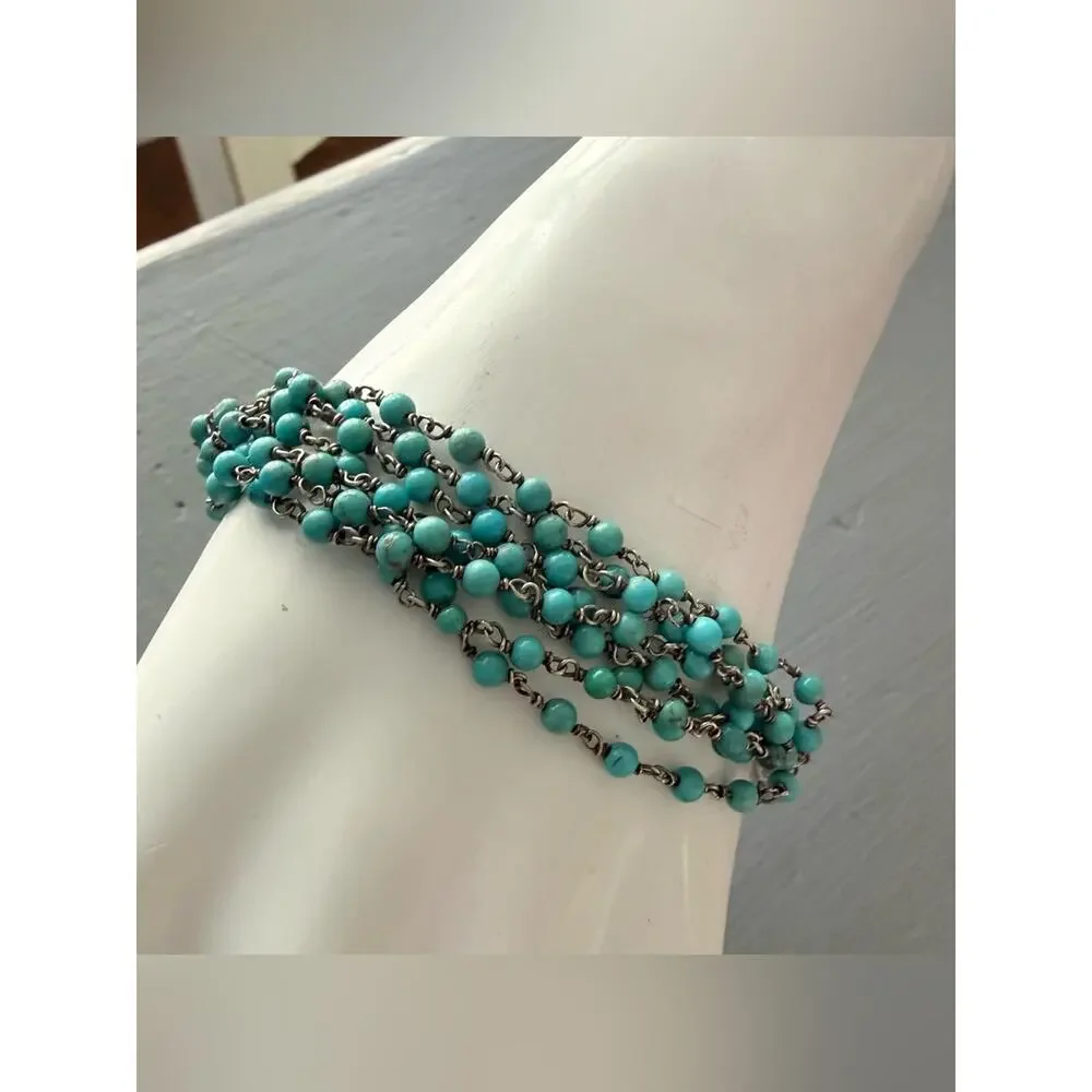 Mabel 925 Sterling Silver Beaded Multi Chain Toggle Bracelet
